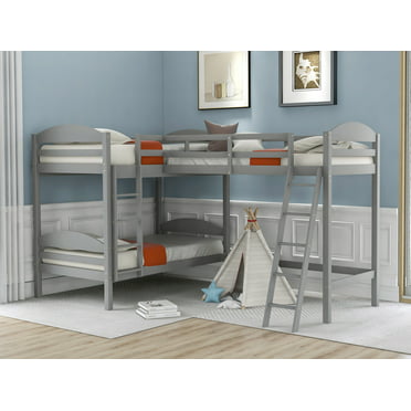 Triple Bunk Bed Wooden Loft, Logik Twin L Shaped Bunk Bed