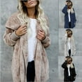 thumbnail image 3 of Double Fleece Cardigan Jacket Women Solid Color Long Sleeve Plush Warm, 3 of 7