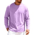 thumbnail image 2 of TKKCS Mens Cotton Long Sleeve Crew Neck T Shirts Soft Casual Workout Loose Fit Lightweight Pullover Tops Purple 3XL, 2 of 5