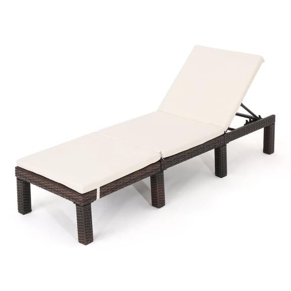 Aspen Outdoor Multibrown Wicker Adjustable Chaise Lounge Chair with Cushion