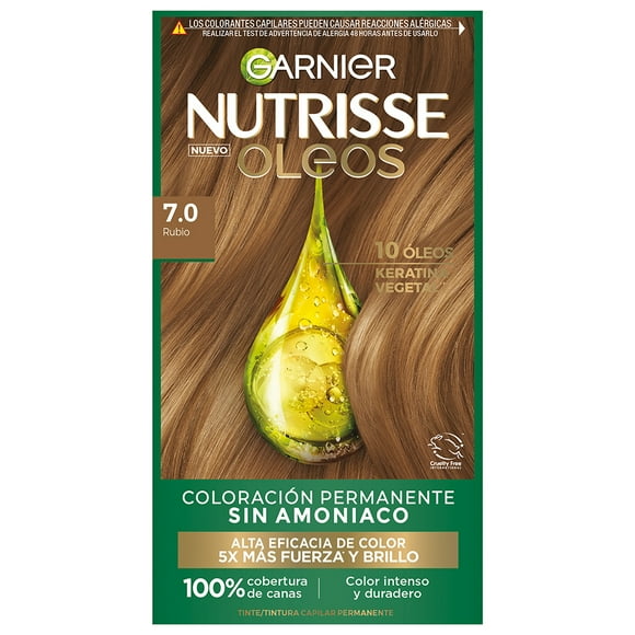 Tinte para cabello Nutrisse Oleos sin amoniaco 7.0 rubio