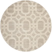 SAFAVIEH Soho Avery Geometric Wool Area Rug, Grey/Ivory, 6' x 6' Round