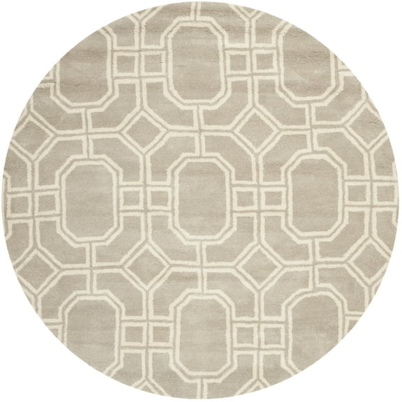 SAFAVIEH Soho Avery Geometric Wool Area Rug, Grey/Ivory, 6' x 6' Round