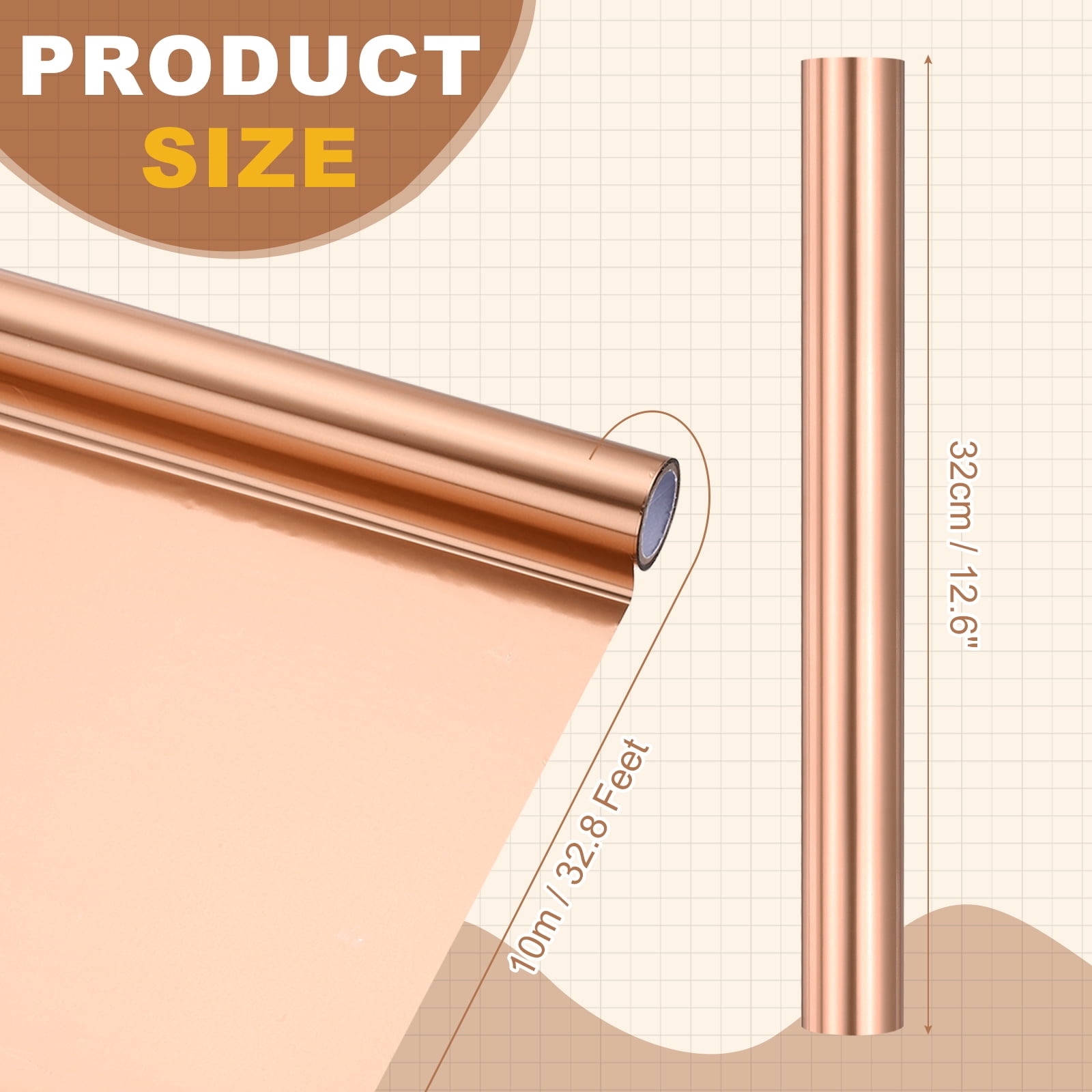 Uxcell Heat Foil Transfer Paper Roll, 12.6 in x 32.8 ft Heat Activated Foil Sheets Toner Reactive Laminator Laser Printer Hot Stamping Sheet for DIY Card Scrapbooking, Dark Rose Gold