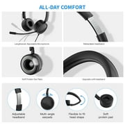 New Bee USB Office Computer Headset with In-Line Volume Control Noise Cancelling Microphone