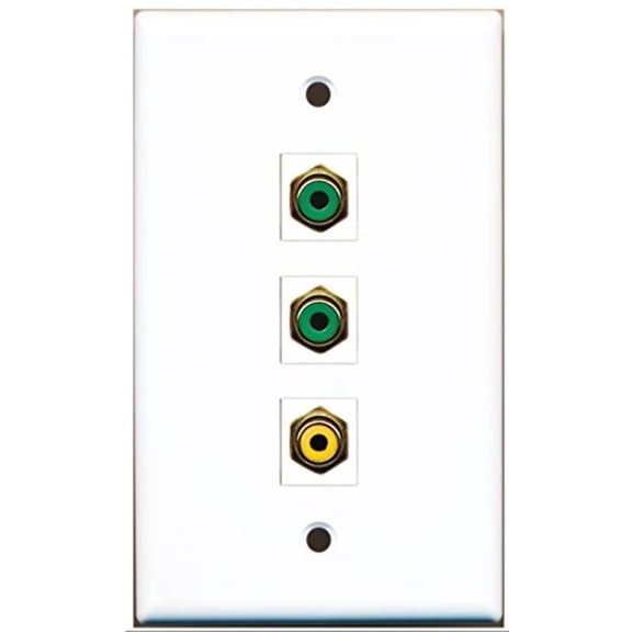 RiteAV - 1 Port RCA Yellow 2 Port RCA Green Wall Plate