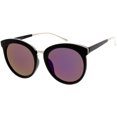 thumbnail image 2 of Women's Oversize Round Cat Eye Sunglasses Mirrored Lens 55mm (Black / Purple Mirror), 2 of 4