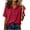 Red, variant on Hooded Henley Button Down Shirt Womens Short Sleeve Crinkle Fabric Blouse with Drawstring Collar Casual Tops