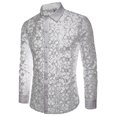 thumbnail image 1 of Men's Fishnet Button Down Shirts, See Through Lace Sheer Shirts Christmas Gift_Gift Of G, 1 of 5