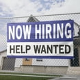 thumbnail image 2 of Now Hiring Help Wanted 13 oz Heavy Duty Vinyl Banner All Position Jobs Available Help Wanted Sign for Business Advertising Indoor/Outdoor Single-Sided with Metal Grommets (4x6 ft, Wh & Bl & Bk), 2 of 6