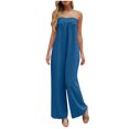thumbnail image 1 of Pantalones de Pierna Ancha Casual Pecho Plisado Correa de Espalda Suelto para Primavera Verano, 1 of 9