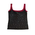 thumbnail image 6 of PNTUTB Tank Top for Women Round-Neck Spaghetti-Strap Camisoles Fashion Solid-Color Rhinestone-Embellished Slim Sleeveless Top with Padded Cups, 6 of 6