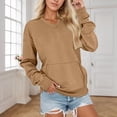 thumbnail image 5 of VISALY Pullover Sweatshirt for Womens Plus Size Sweatshirts V-Neck Pullover with Pocket Fall Winter Loose Fit Tops Long Sleeve Shirts Oversized Lightweight Sweatshirt Basic Tops Khaki M, 5 of 5