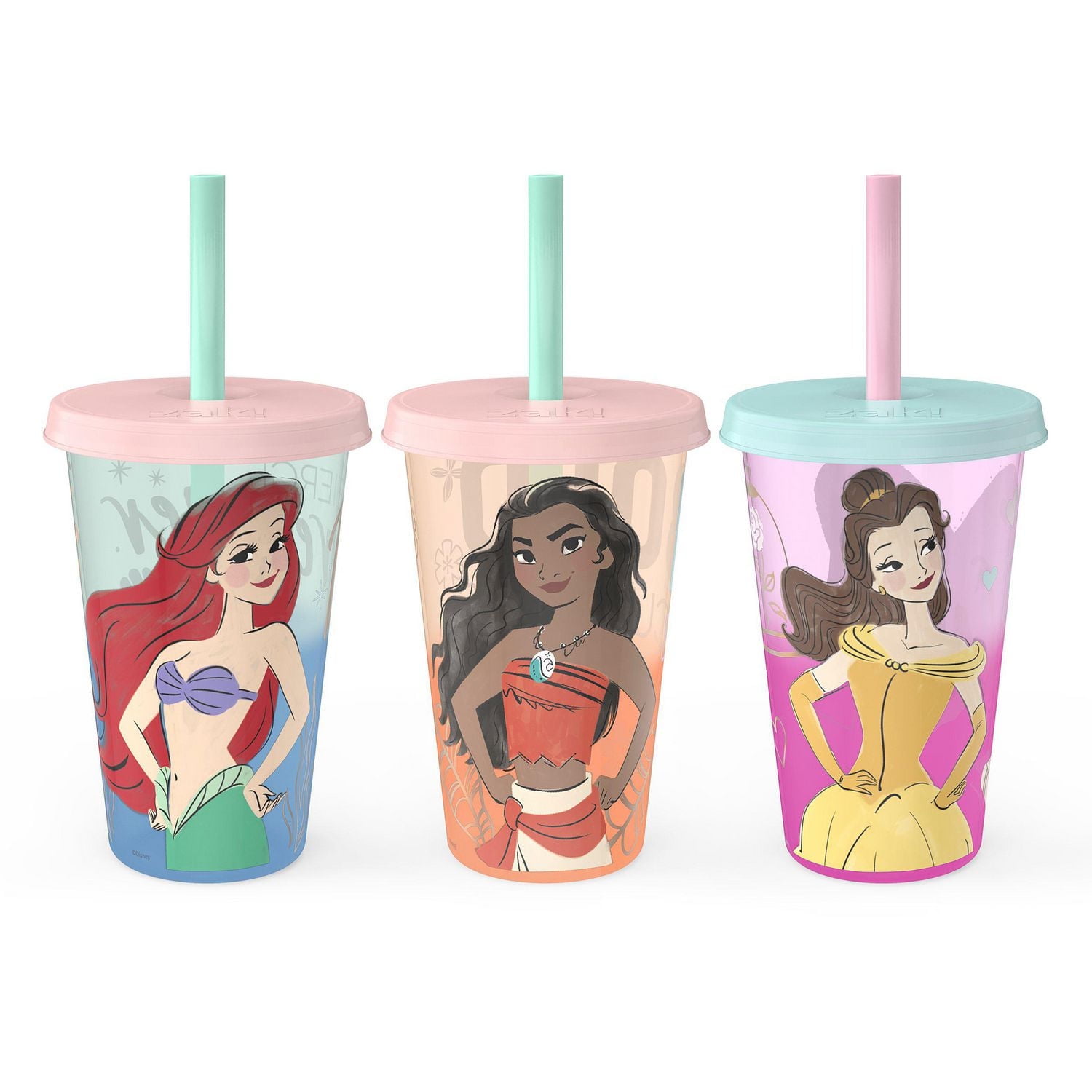 Zak Designs Princess 16.5oz Colour Change Tumbler 3pk