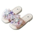 thumbnail image 3 of LNMQLPDBS Toddler Girls Sandals Tulle Bowknot Decoration Soft Sole Comfort Flip Flops Children Fashion Casual Open Toe House Shoes Kids Slippers Girls for Outdoor Pink 7-8 Years, 3 of 7