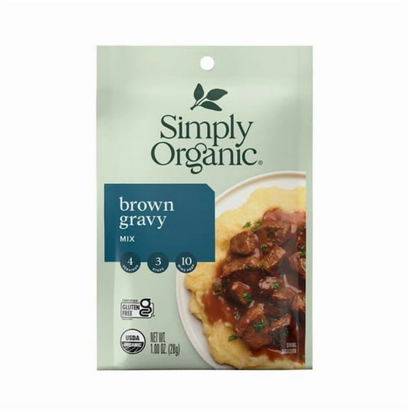 Pack of 12, Simply Organic Brown Gravy Seasoning Mix, 0.9 oz