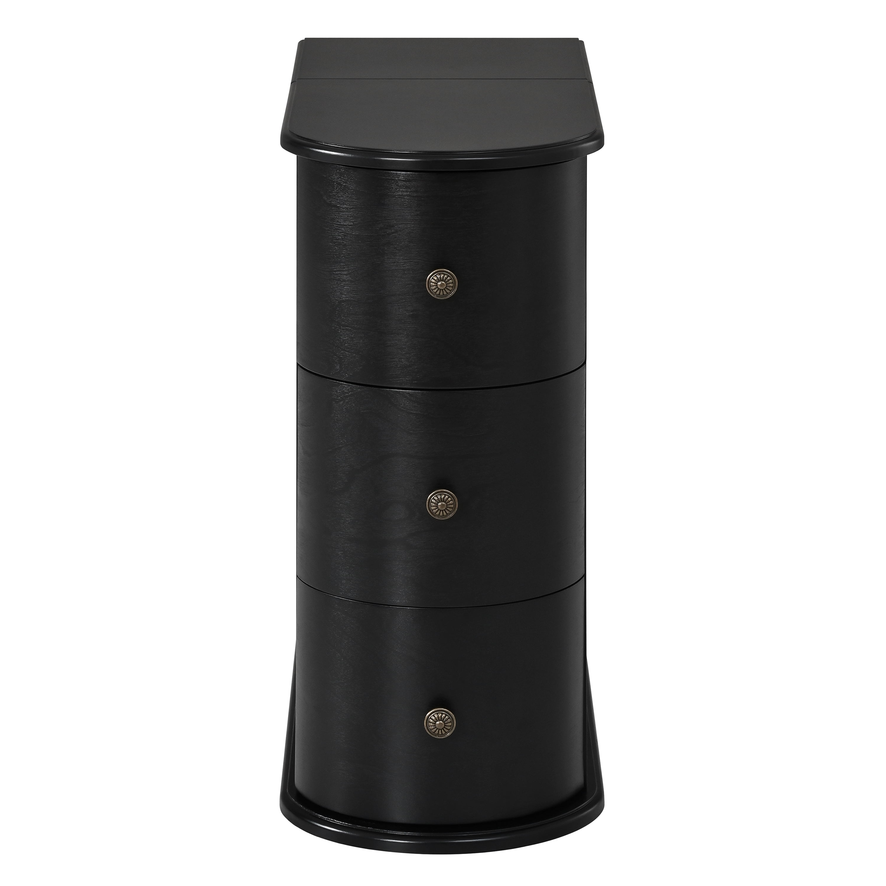 Modern End Table with Hidden Cup Holder Drawer, Charging Station & Pull-Out Side Table, Wooden Bedside Table with 2 Storage Drawers, Space Saving End Table for Bedroom & Living Room