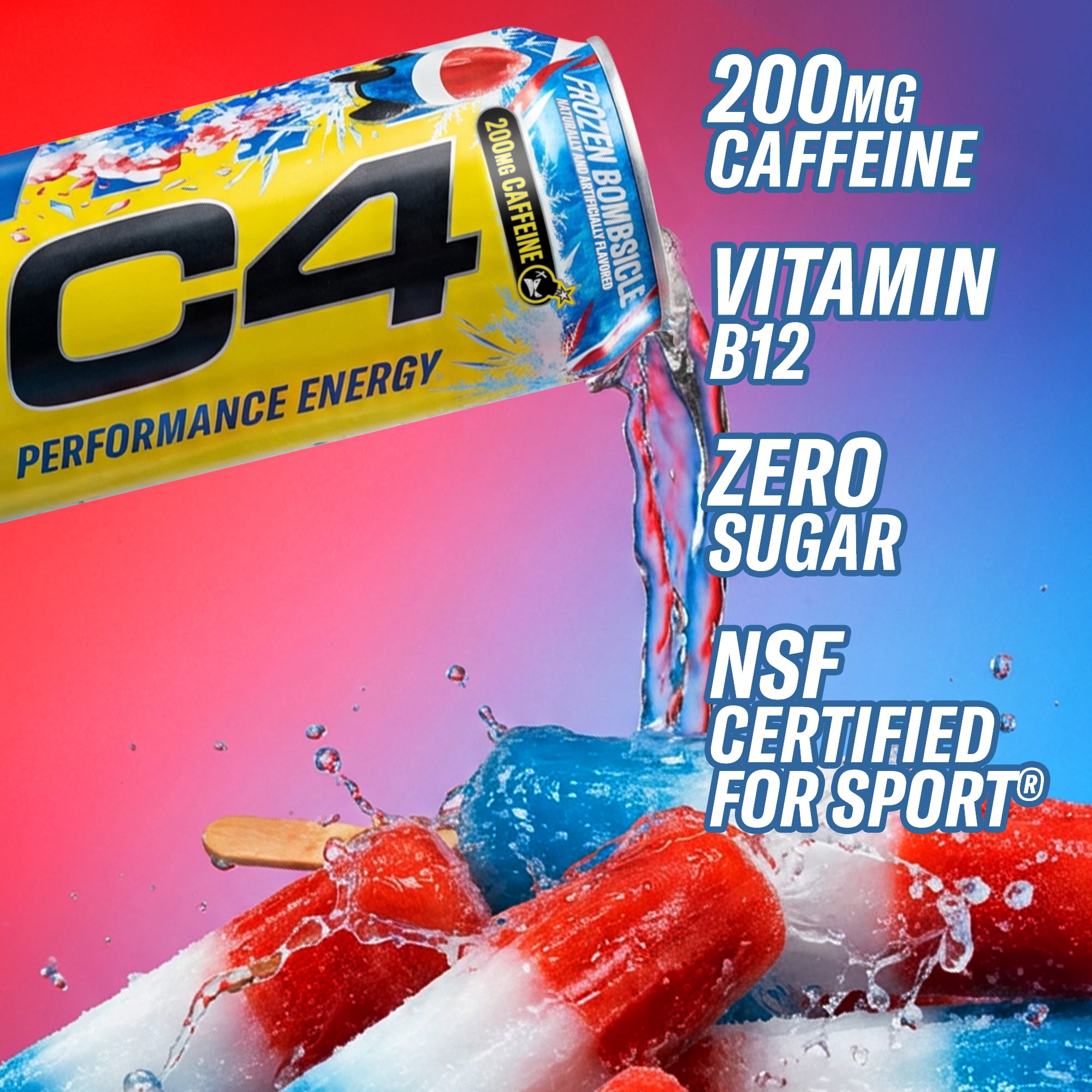 C4 Performance Energy Drink, Frozen Bombsicle, 16 fl oz Single Can