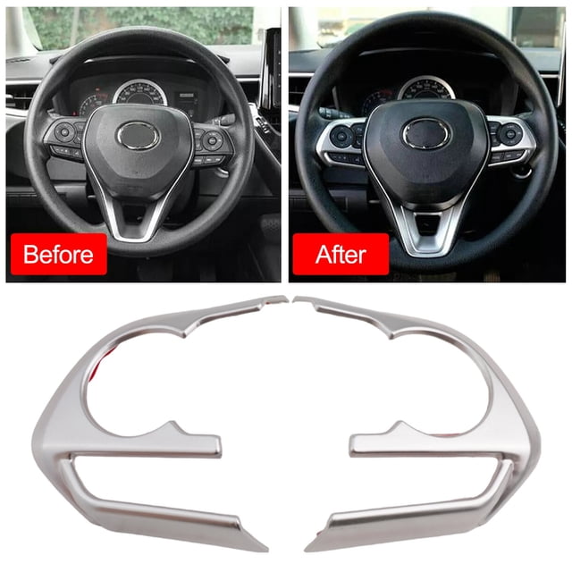 2X Car Steering Wheel Button Panel Cover Trim Sticker For Toyota For Rav4 19-23 Silver