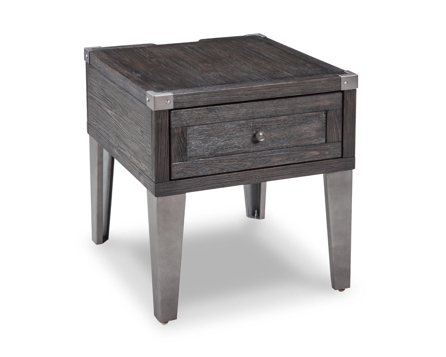 Signature Design by Ashley Contemporary Todoe End Table with USB Ports & Outlets Dark Gray
