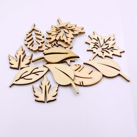 

50Pcs Mini Leaf Shapes Craft Wooden Decorations Embellishments Discs Supplies Valentine Pendant for Sewing Valentine Tree