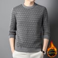 thumbnail image 2 of Suéter de manga larga grueso con cuello redondo y camisa de color sólido de moda coreana para hombre de otoño e invierno, 2 of 5