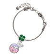 thumbnail image 2 of Delight Jewelry Silver-tone Domed Multi Color OT - Good Luck Green Four Leaf Clover Charm Bead Dangle with Mini 2025, 2 of 4