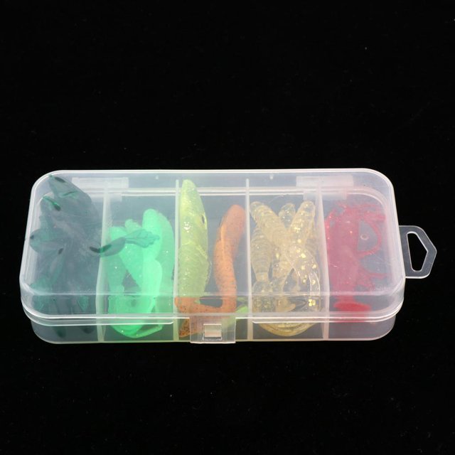 17pcs Señuelos de pesca suaves de camarón y rana de para lubina de agua dulce, bagre, trucha, carpa, salmón Macarena Señuelo suave de la pesca del gusano