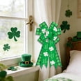 thumbnail image 5 of QuanTara Large St. Patrick's Day Decorative Bow, 19.7"x11.81" Wreath & Tree Topper Ribbon with Shamrock Print for Front Door, Indoor Outdoor Wall, Party Supplies, Green & White Nylon, 5 of 6