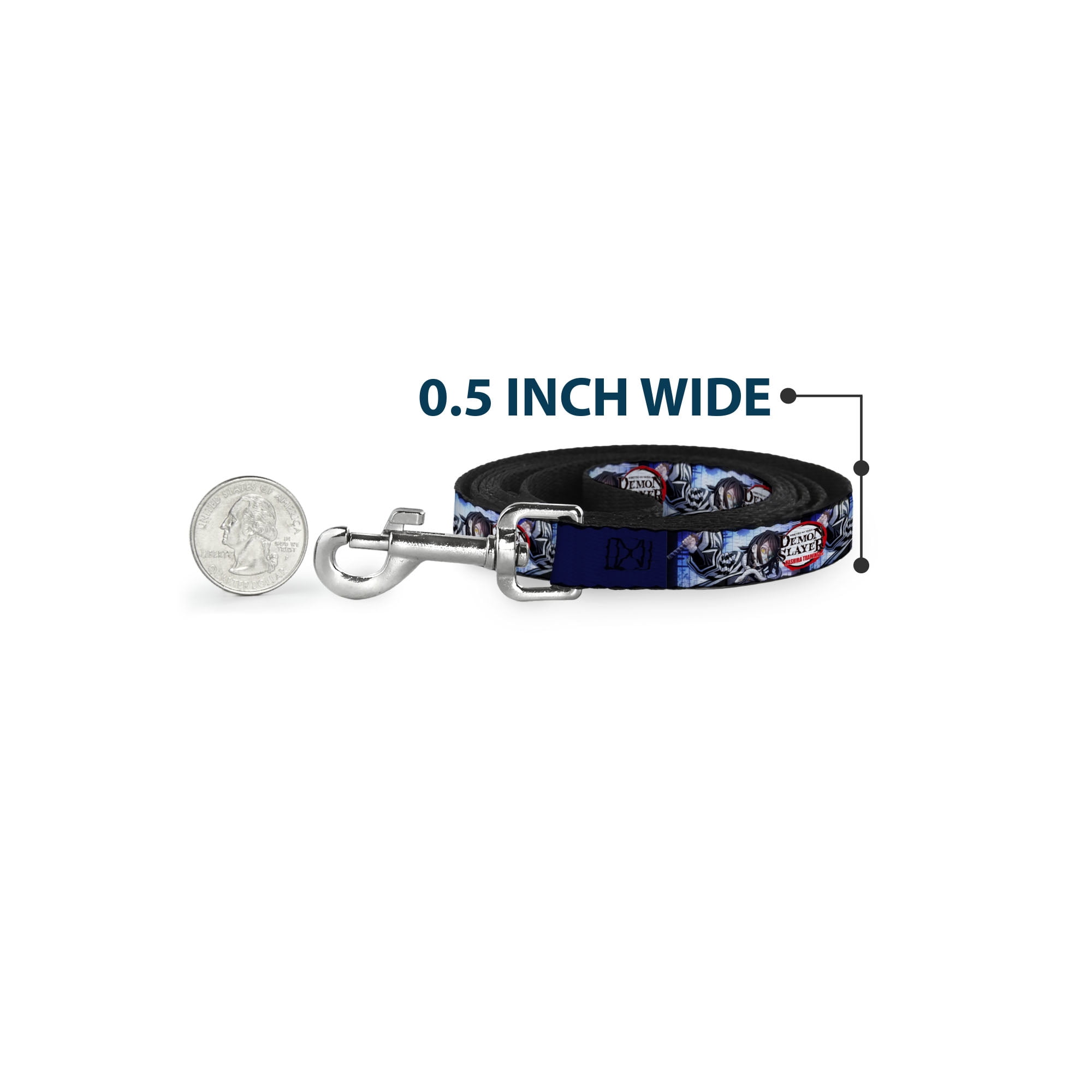 Aniplex of America Pet Leash, Dog Leash, Demon Slayer Obanai Iguro Pose and Title Logo, 6 Feet Long 1.0 Inch Wide
