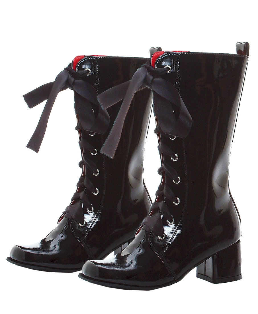 Black;Large Ellie Shoes 1.5 Heel Childrens Boot with Lace