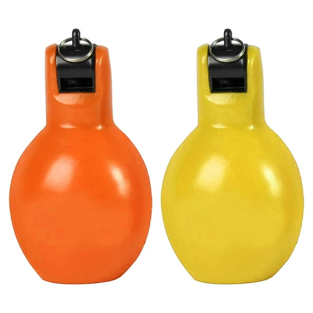 2 Pieces Hand Whistles Portable Manual Handheld Trainer Whistle for Home orange and yellow