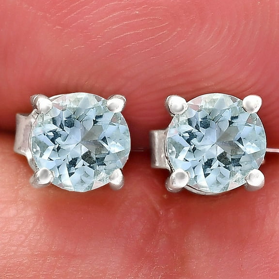 Natural Sky Blue Topaz Stud 925 Sterling Silver Earrings Jewelry DGE1073_A E-1017