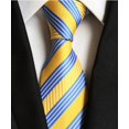thumbnail image 2 of ORUYROP Cravate Formelle en Soie Tissée Jacquard Rayée Bleue Grise Classique pour Hommes, 2 of 4