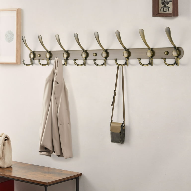 Dseap Coat Rack Wall Mounted - 5 Tri Hooks, Heavy Duty, Stainless Steel,  Metal Coat Hook Rail for Coat Hat Towel Purse Robes Mudroom Bathroom  Entryway