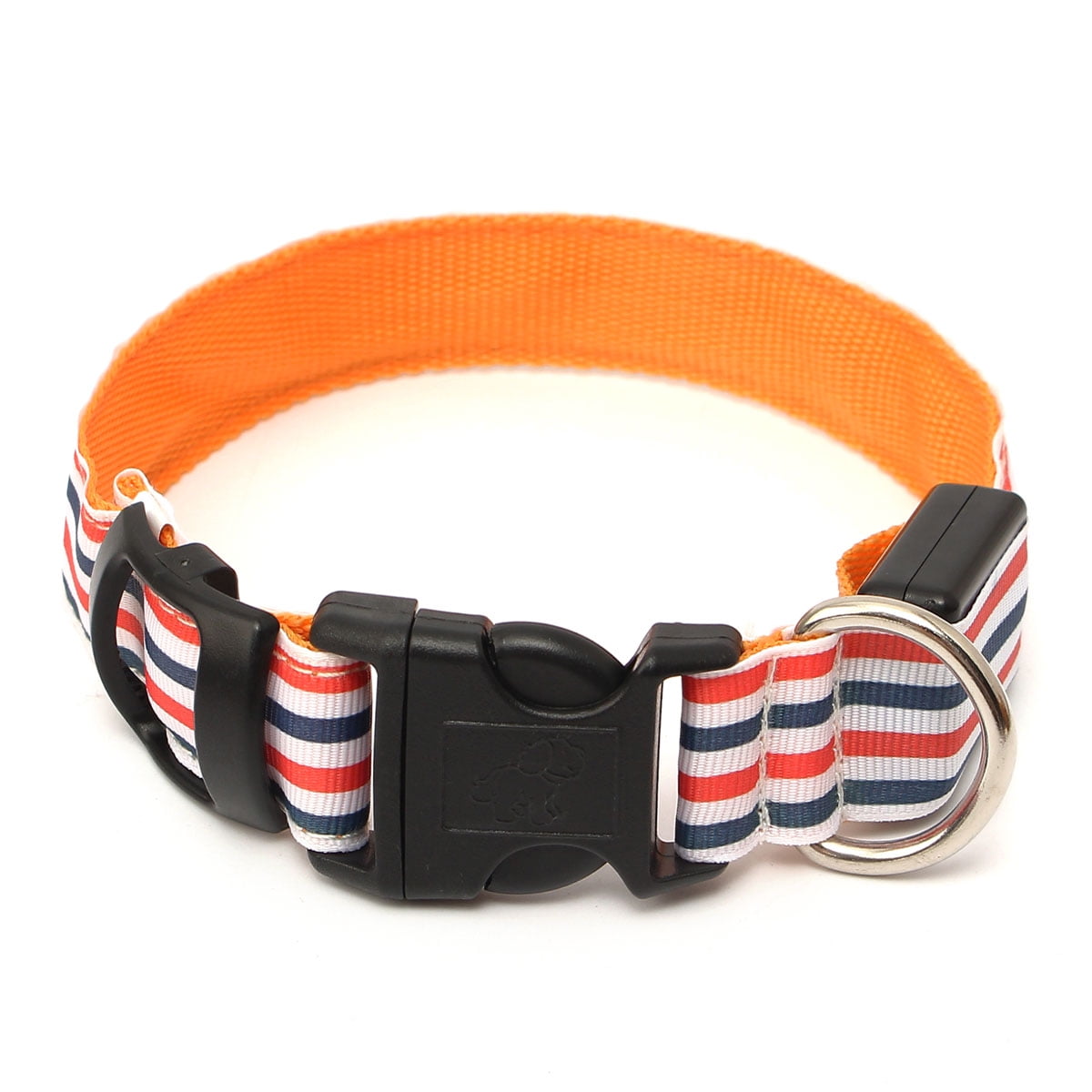 LED Dog Personalised Collar polyester Pet Lightup Flashing Glow Safety