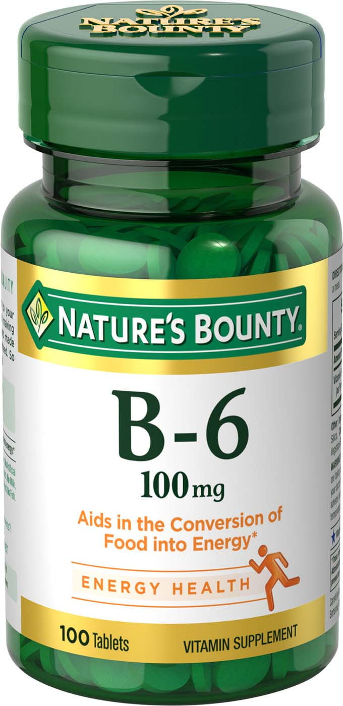 Nature's Bounty Vitamin B-6 Tablets, 100 Mg, 100 Ct