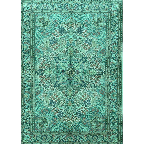 Ahgly Company Machine Washable Indoor Rectangle Animal Turquoise Blue Traditional Area Rugs, 5' x 7'