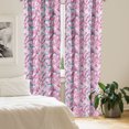 thumbnail image 3 of Ambesonne Floral 4-Panel Curtains, Hand Drawn Tropical Flowers, 56"x84", Pink Dark Turquoise, 3 of 4
