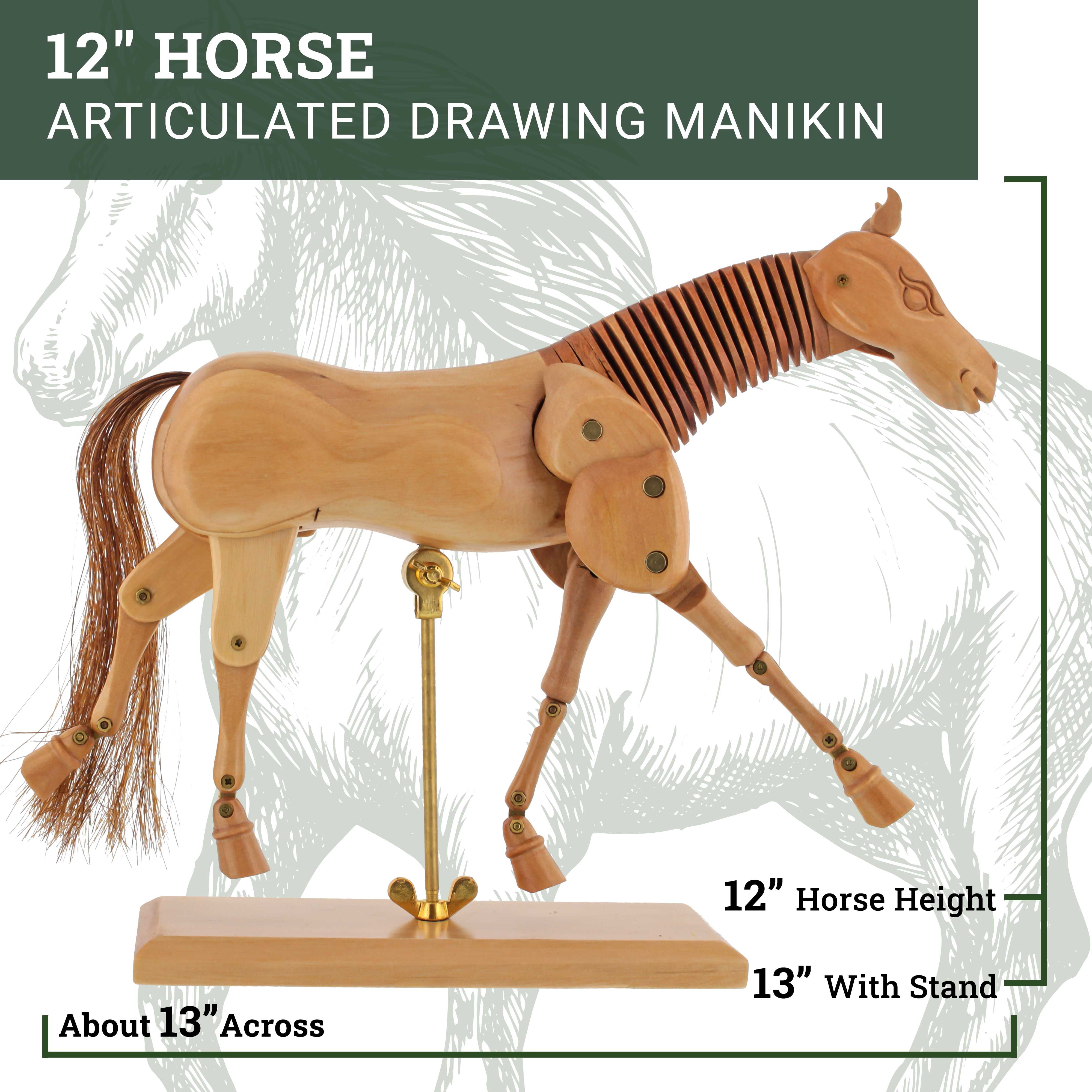 US Art Supply Wooden Horse Artist Drawing Manikin Articulated Mannequin (12" Horse)