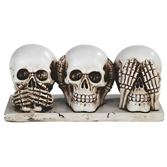 FC Design 3-PC Skull Head Hear See Speak No Evil 6.5"W Figurine Set Statue Sculpture Ornament Decoration Home/Room Decor and Unique Gift Ideas for Housewarming, Holidays and Birthdays