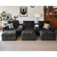 thumbnail image 1 of BEDEEP Canapé Sectionnel Modulaire de 152,4 Po avec Console et Station de Recharge, Canapé Nuage en Chenille en Forme de U avec Pouf de Rangement, Canapé Profond Convertible 6 Places avec Méridienne pour Salon, Noir, 1 of 9
