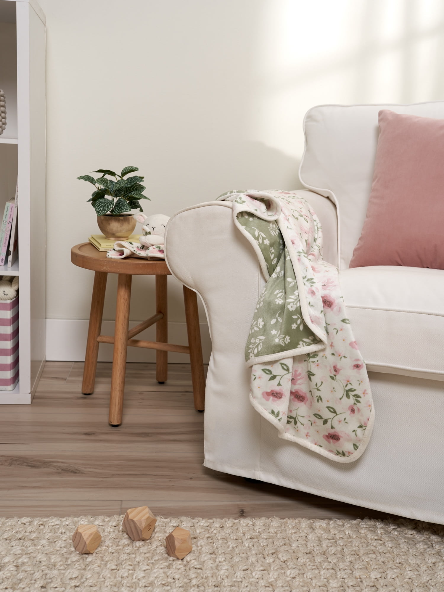 Modern Moments By Gerber Baby & Toddler Girls Reversible Plush Blanket, Ivory