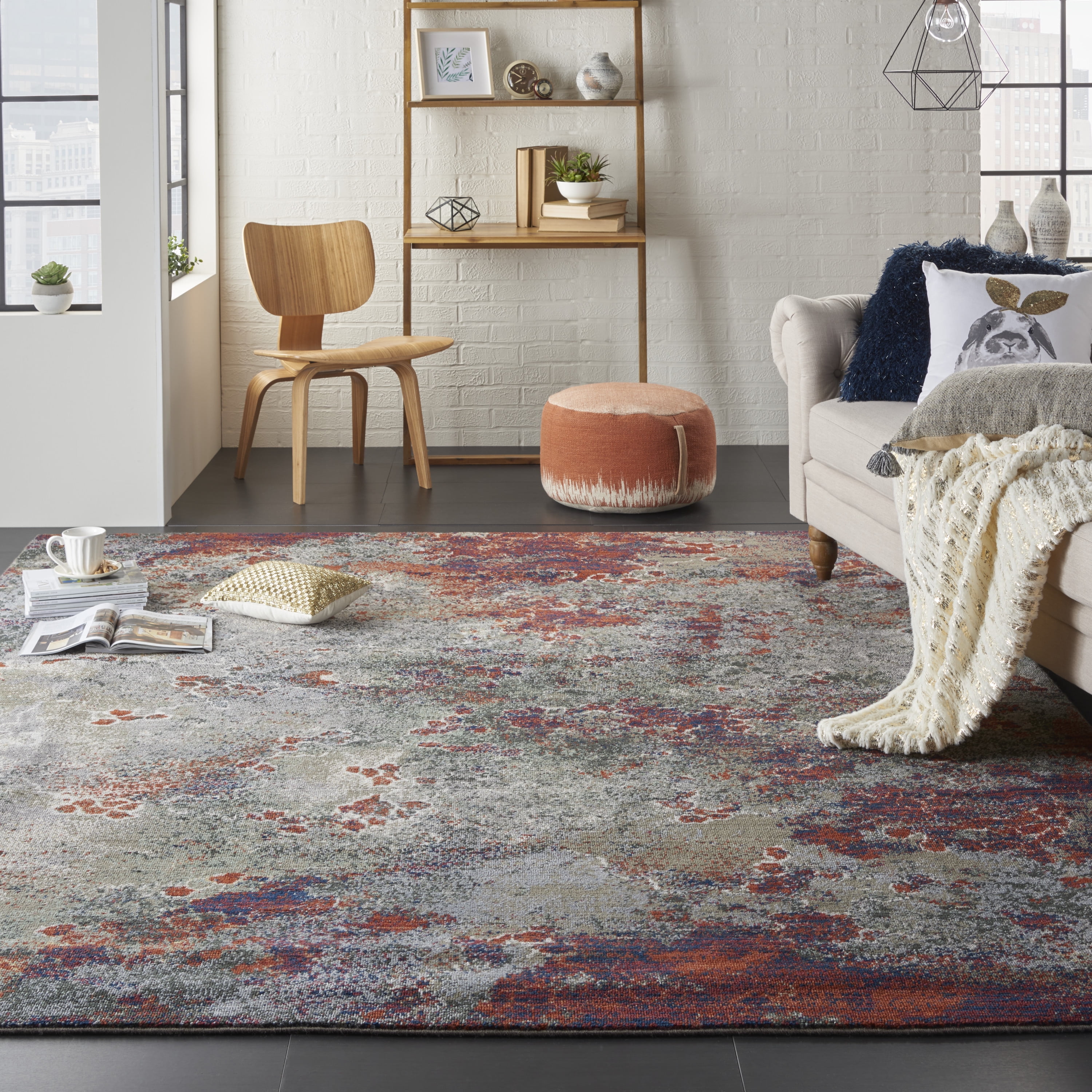 Nourison Artworks Abstract Abstract Seafoam Brick Area Rug Walmart Com Walmart Com