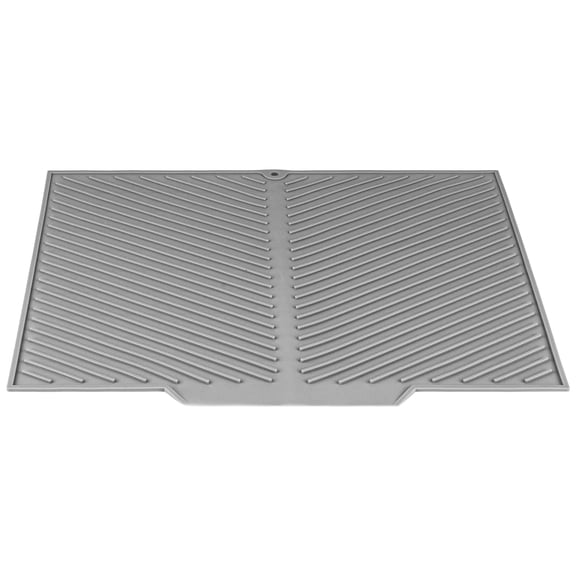 19.2"x16.7"Gray Silicone Dish Drying Mat– Non-Slip Kitchen Counter Mat with Drain Lip & Built-in Drain, Heat Resistant