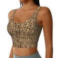 thumbnail image 2 of Fotbe Leopard Print Brown Sujetador Deportivo Largo sin Aros para Mujer con Almohadillas y Soporte Medio, Transpirable y Absorbente, Camiseta Tipo Chaleco o Tank Top-Small, 2 of 8
