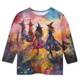 thumbnail image 4 of Xdegoge Girls Halloween Shirts Print Long Sleeve Watercolor Graphic Tees Crewneck Fall Casual Pullover Holiday Festival Clothes, 4 of 6