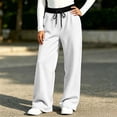 thumbnail image 2 of WhouRiu Girls Casual Pants Solid Color Drawstring Waist Loose Straight Leg Pants Kids Comfortable Versatile Everyday Trousers,15-16 Years, 2 of 5