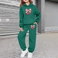 thumbnail image 2 of LRen Girls Fall Outfits 5t Cute Bowknot Print Crew Neck Long Sleeve Valentines Hoodies Hoody Sweatshirt Drawstring Pants Fashionable Children Fall Clothes for Girls, 2 of 6