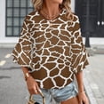 thumbnail image 3 of Giraffe Print Women's V-Neck Blouse With 3/4 Ruffled Bell Sleeves Casual Top Ladies Blouses, 3 of 7